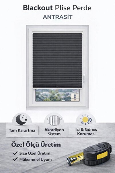 sk plised perde KARARTMA ÖZELLİKLİ BLACKOUT KATLANABİLİR CAM BALKON PERDESİ -...