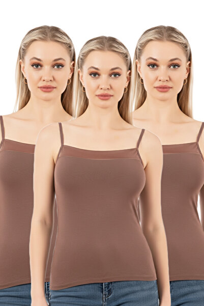 ÖZKAN underwear Özkan 2041 3-Pack Women's Viscose Collar Satin Detailed Stret...