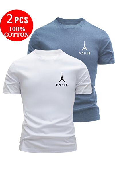 PAVRO Unisex Oversize Molded Multi-Tshrit Figure Paris Printed Tshirt