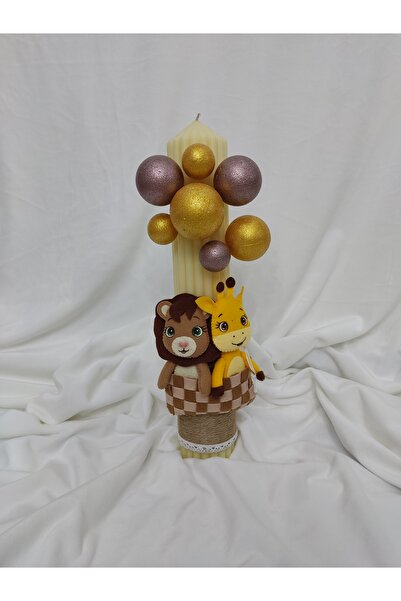 Handmade Lumânare botez girafa și leu