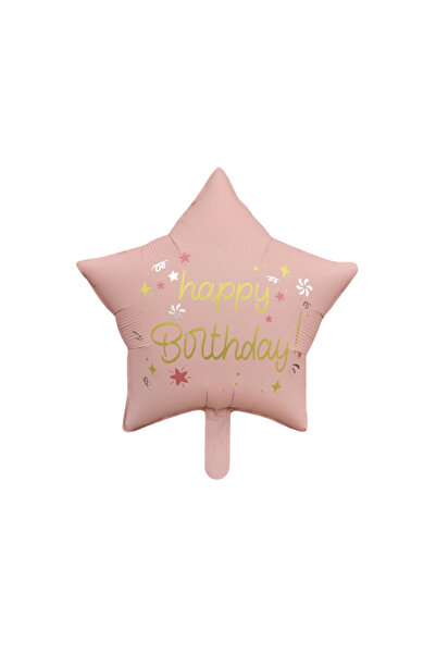 Mirific Party Balon petrecere roz metalic, 47 cm, stea, La mulți ani