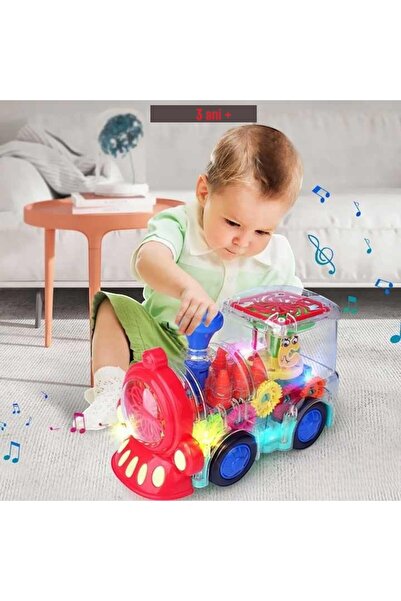 OEM Jucarie locomotiva,transparent,14X10X20 cm,3 ani+,sunete/lumini cu Mini carioca 10 cm,5 culori