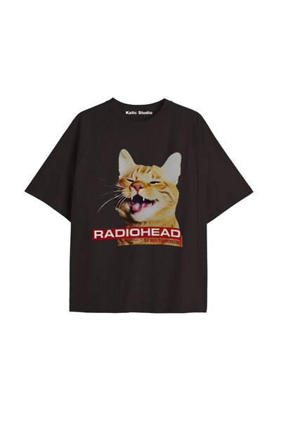 Gries Radiohead Cat Printed T-Shirt Oversized Black