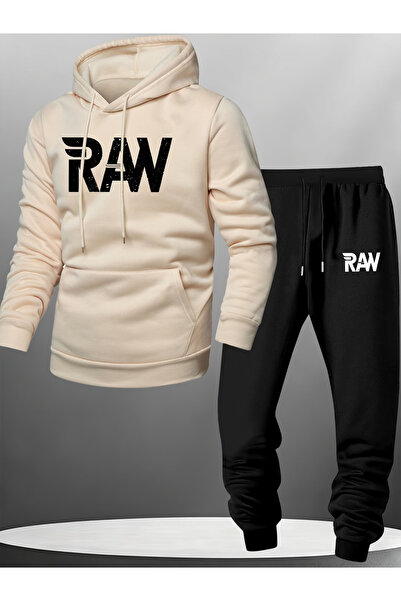 Rayan & Hoor Style Ran Printed Hooded Sweat Suit - Hooded Sweatshirt Top and ...