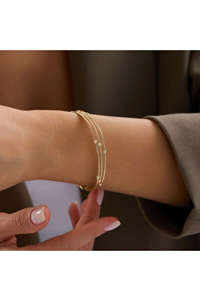 Bayar Gold 14 Ayar Altın İtalyan Üç Sıra Dorika Bileklik