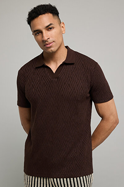 R&B Textured Polo T-Shirt With Short Sleeves