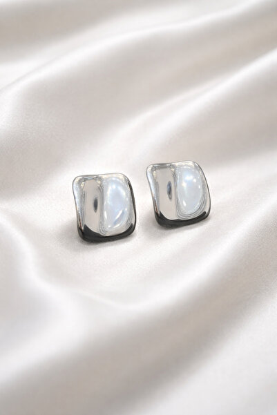 TuQos Stainless Steel Square Earrings – Silver Color Minimal Daily Chic Women...