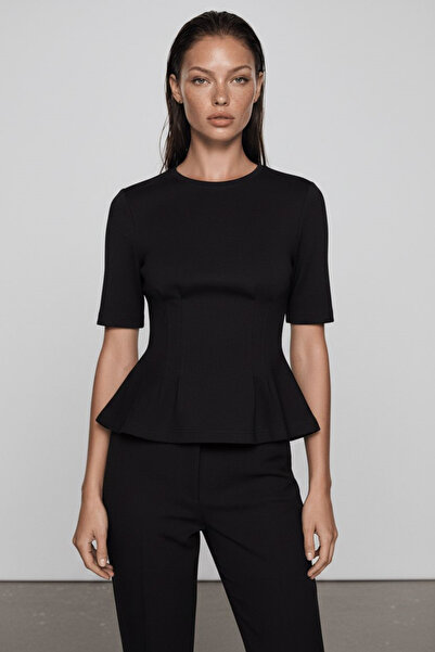 Madmext Black Women's Crew Neck Basic T-Shirt Mg2670