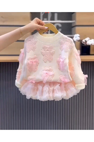 Bebeğimin Dolabında Kız Çocuk Triko ve Tütü Etek Bluz Takım Pembe