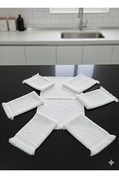 ÖZteks 6 Pieces White 30-50 cm Fringed Kitchen Towels, Cemi̇yet, Wedding, Inv...