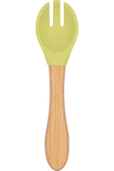 Moki Bamboo Handle Silicone Food Fork Pond Green
