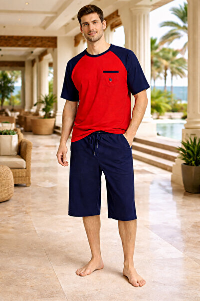 YUYİ Polo Republi̇ca 95% Cotton Crewneck Short Sleeve Men's Capri Pajama Set ...