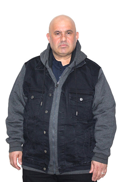 Ramon Miele Men's Plus Size Hooded Denim Coat