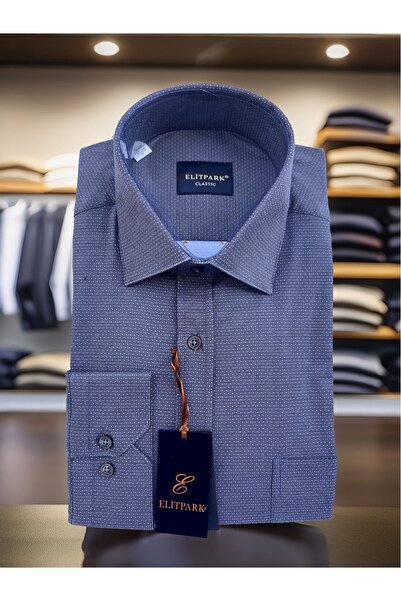 elitpark Nokta Desenli Pamuklu Cepli Kiremit Erkek Gömlek