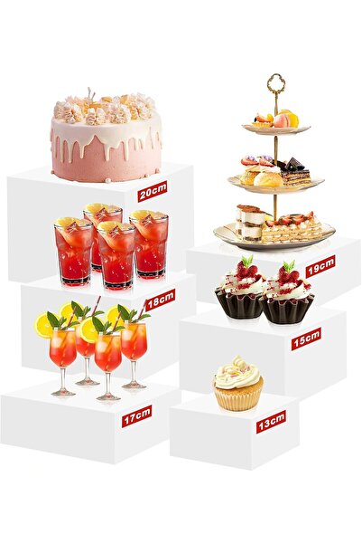 NO BRAND Emwel Bază acrilic cu 6 piese - Suporturi de desert transparente și ...