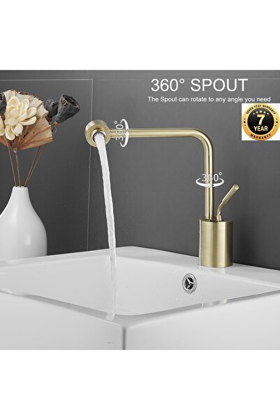 OEM صنبور حوض الحمام تصميم جديد لون ذهبي مطفي مستورد مع ضمان 7 سنوات