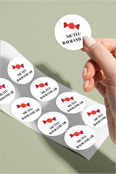 Piksel Grafik Autocolant rotund cu bomboane roșii pentru sărbători fericite –...