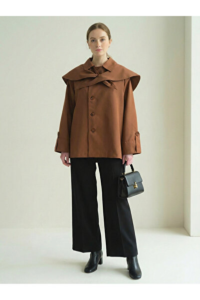 Beanty Şal Yaka Detaylı Tarçın Trençkot