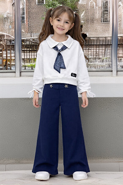 MODANINO Girl's Satin Scarf Detailed Top and Bottom Set 4-14 Years 12518Hc