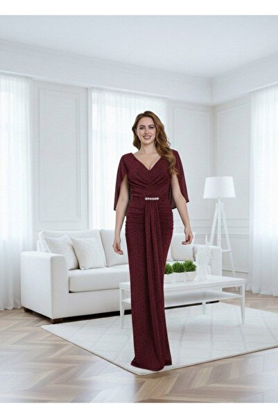 alqarat Elite Shimmer Gown with Crystal Waist