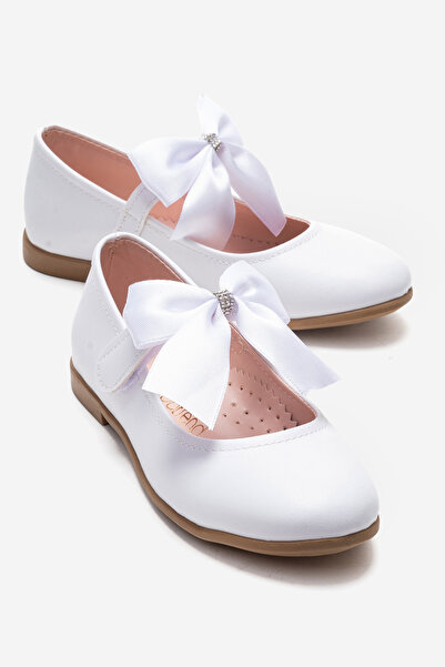 CCWAY AYAKKABI Pantofi cu panglică pentru copii 31-36 PIELE ALBĂ