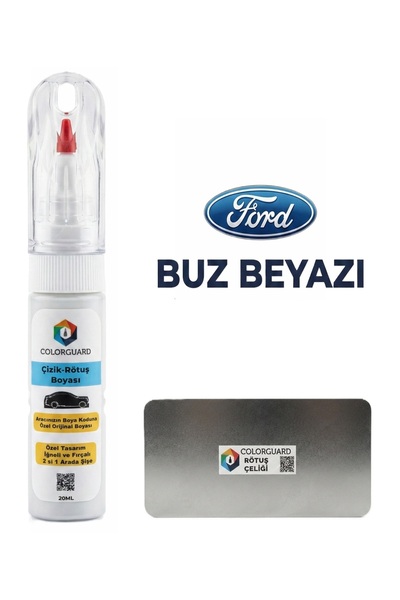 COLORGUARD Ford Buz Beyazı İğneli ve Fırçalı Özel Tasarım Şişe Rötuş Boyası v...