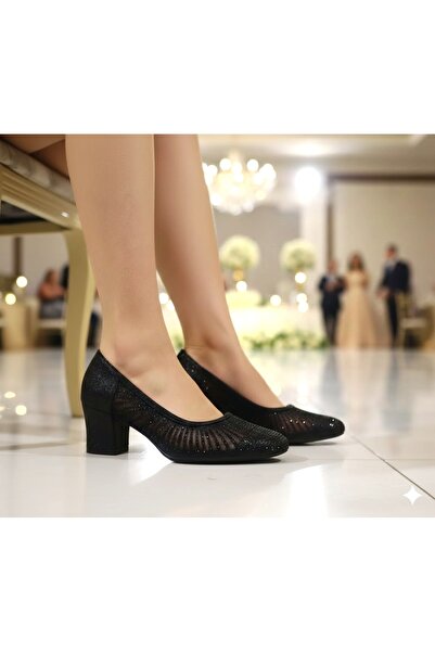 KİNDEP (Park Moda) Damlataş Detailed Heeled Women's Shoes Black