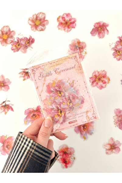 Kağıt Gemi Dükkan Vintage Romantic Floral Altın Yaldızlı Pembe Çiçekler 20 Ad...