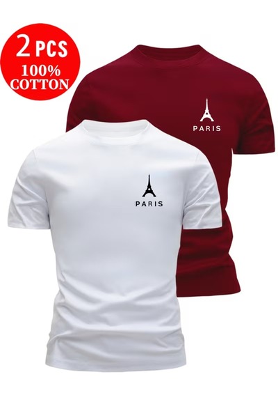 PAVRO Unisex Oversize Molded Multi-Tshrit Figure Paris Printed Tshirt