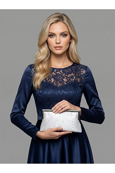 Wedding Fashion Ecru Color Satin Soft Leather Metal Stone Pearl Detailed Chai...