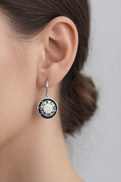 Soulistic Collection Silver Zircon Stone Stainless Steel Round Earrings