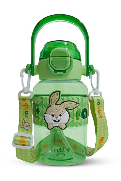 BAYBEE 650ml Kids Water Bottle with Straw, BPA-Free Leakproof Sipper Green