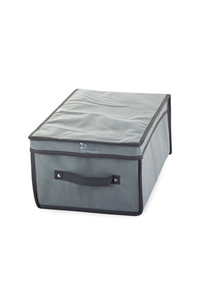 zola Storage box, universal, grey with lid and handle, 45x30x20 cm