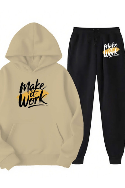 Rayan & Hoor Style Make printed hoodie sweatset - hooded sweatshirt top and b...