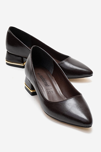 CCWAY AYAKKABI Дамски обувки с остри токове, покрити с калай, COFFEE WRINKLED