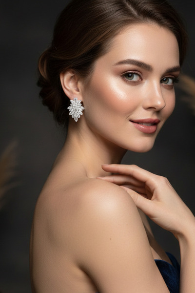 Happyline Zirkon Taşlı Minimal Küpe Gelin Küpe Abiye Küpe Gümüş Kaplama Kına ...