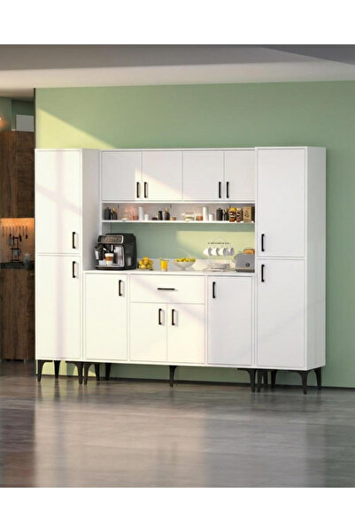 Moonlife Orenza 12 Kapak Tek Çekmeceli Çok Amaçlı Kahve Köşesi Dolabı Beyaz