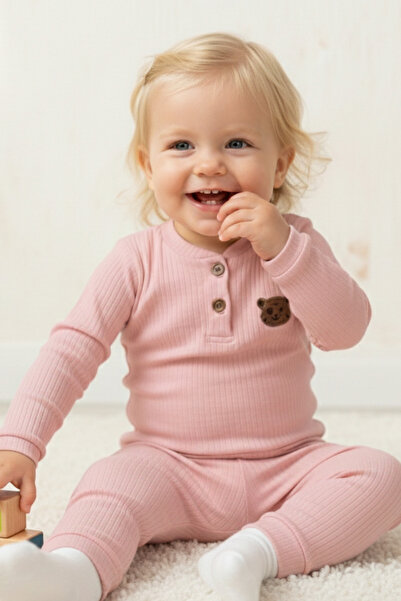 Rocha Baby Rocha Kız Bebek Fitilli Kaplan Armalı 2'li Takım - Düğmeli Zıbınlı...