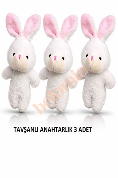 Belomia Home Collection Peluş Tavşan Anahtarlık Oyuncak 3 Adet
