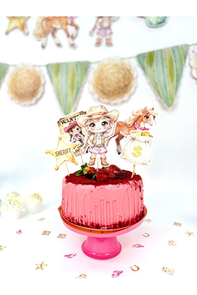 Flu Party زينة كعكة على شكل فتاة رعاة البقر - زينة علوية للكعكة على الطراز ال...