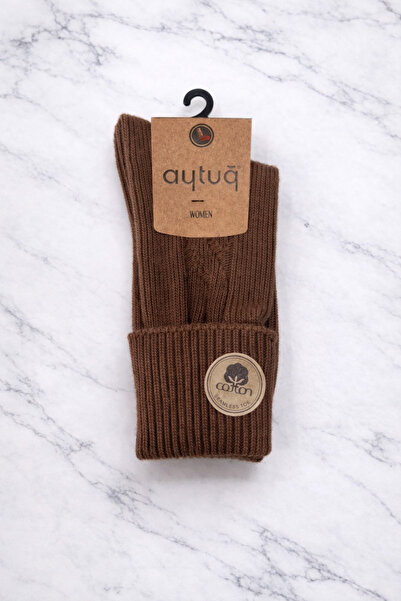 Aytuğ Cotton Double Layer Women's Ankle Socks; Stitch-Free; Winter; Sizes 36-40