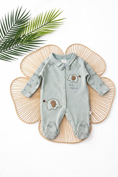 moukou 100% Cotton Newborn Elephant Embroidered Baby Romper with Booties and ...