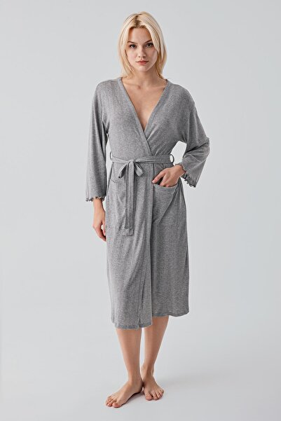 Artış Μακρυμάνικη διάτρητη ελαστική βαμβακερή ρόμπα 17508