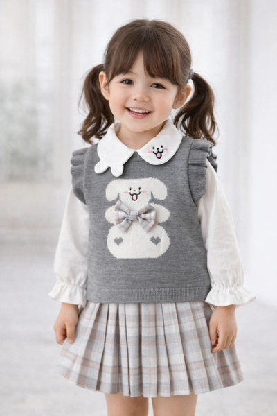 My Lusa baby wear Lusa Bunny Πλεκτό Σετ για Κορίτσια: Πουλόβερ, Πουκάμισο και...