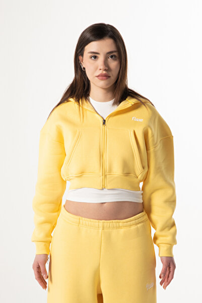 Flaw Wear Flaw Embroidered Yellow Zip Crop