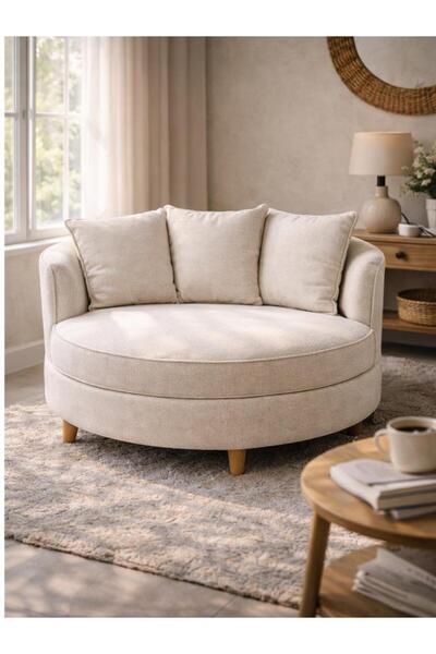 rwaq كرسي لاونج مودرن, دائري الخشب سويدي