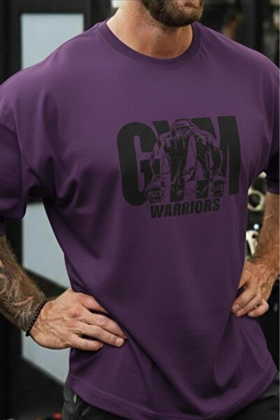 CAST COLLECTİON Tricou oversize cu imprimeu Purple Gym Warriors pentru bărbați