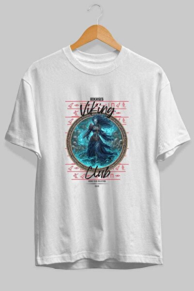 Ankhises Puna prednja strana Štampano Bela Oversize kroj T-shirt Muškarci Žen...