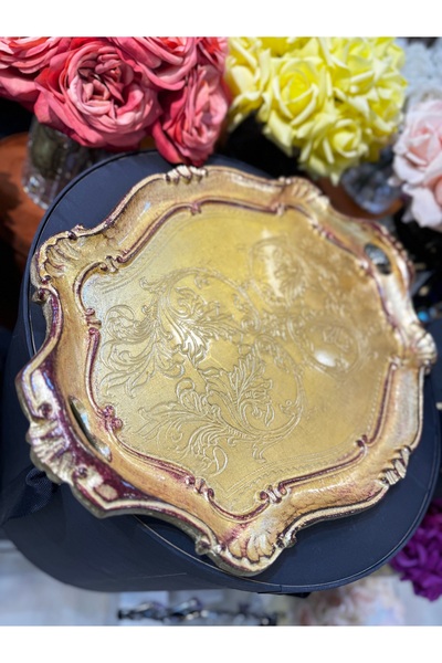 LM Esterhomedecor Original Italian Rosewood Tray 4-Person Avant-Garde Model