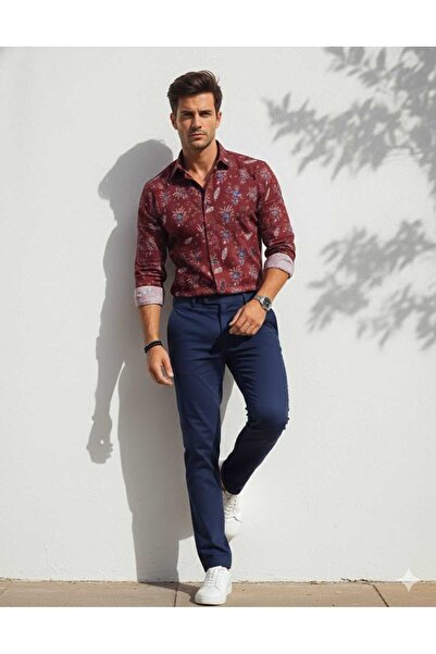 Louis Fabel Patterned Long Sleeve Men's Shirt